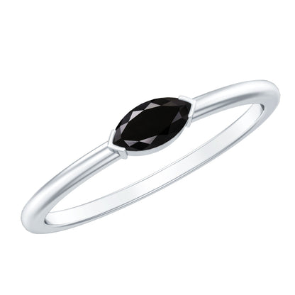 Marquise Shaped Black Onyx Solitaire Promise Ring for Her