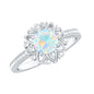 Genuine Ethiopian Opal Flower Engagement Ring with Diamond