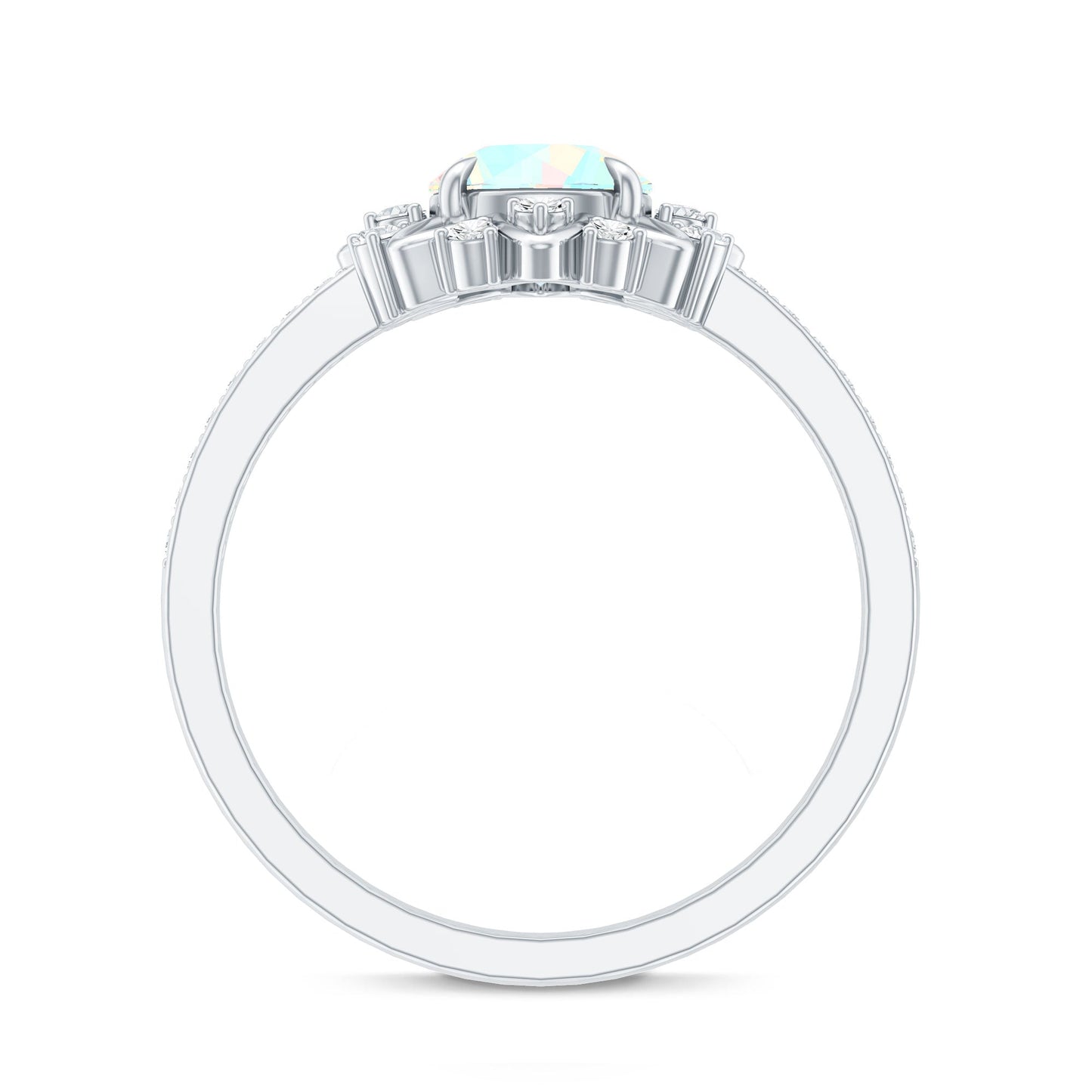 Genuine Ethiopian Opal Flower Engagement Ring with Diamond