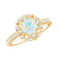 Genuine Ethiopian Opal Flower Engagement Ring with Diamond