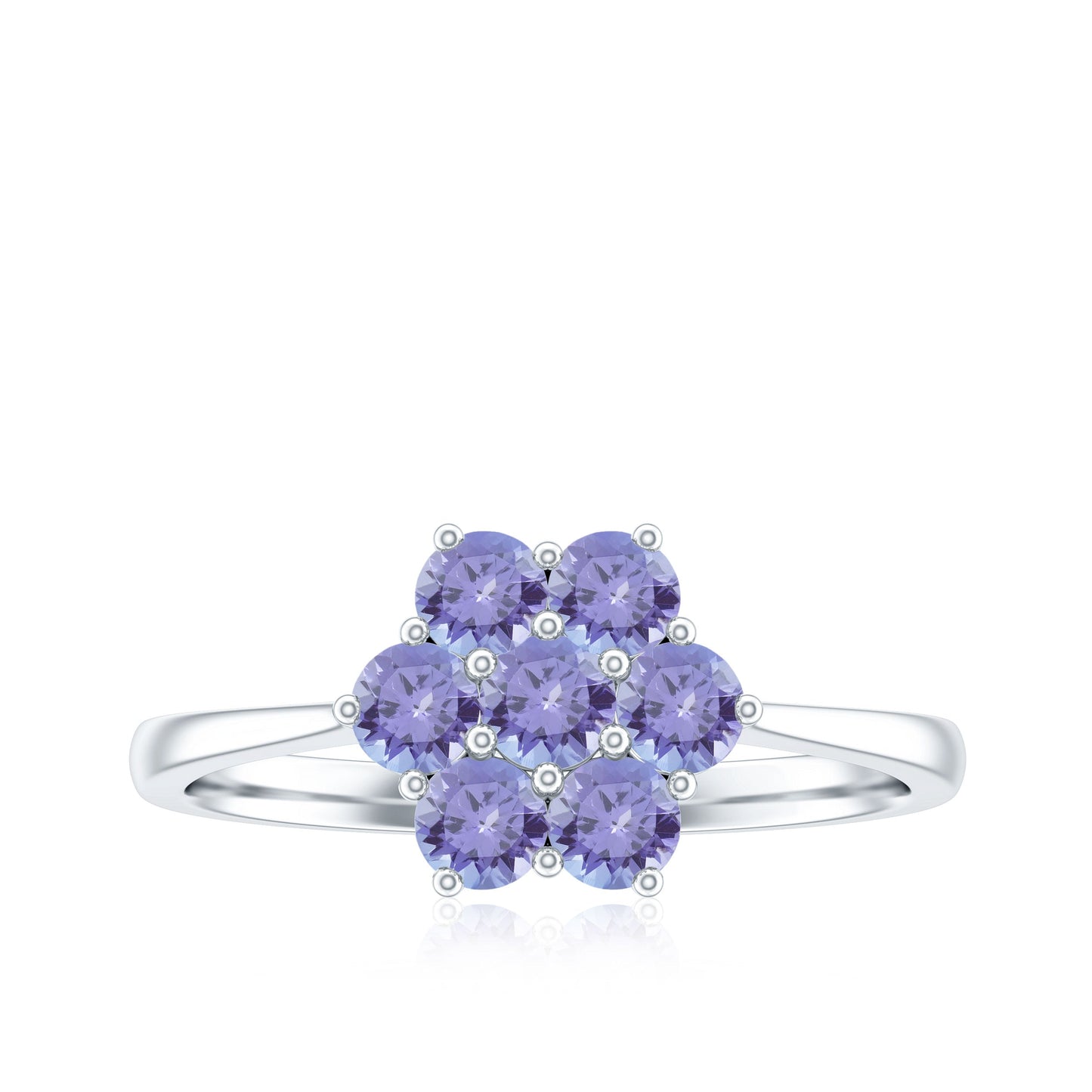Natural Tanzanite Flower Cluster Engagement Ring