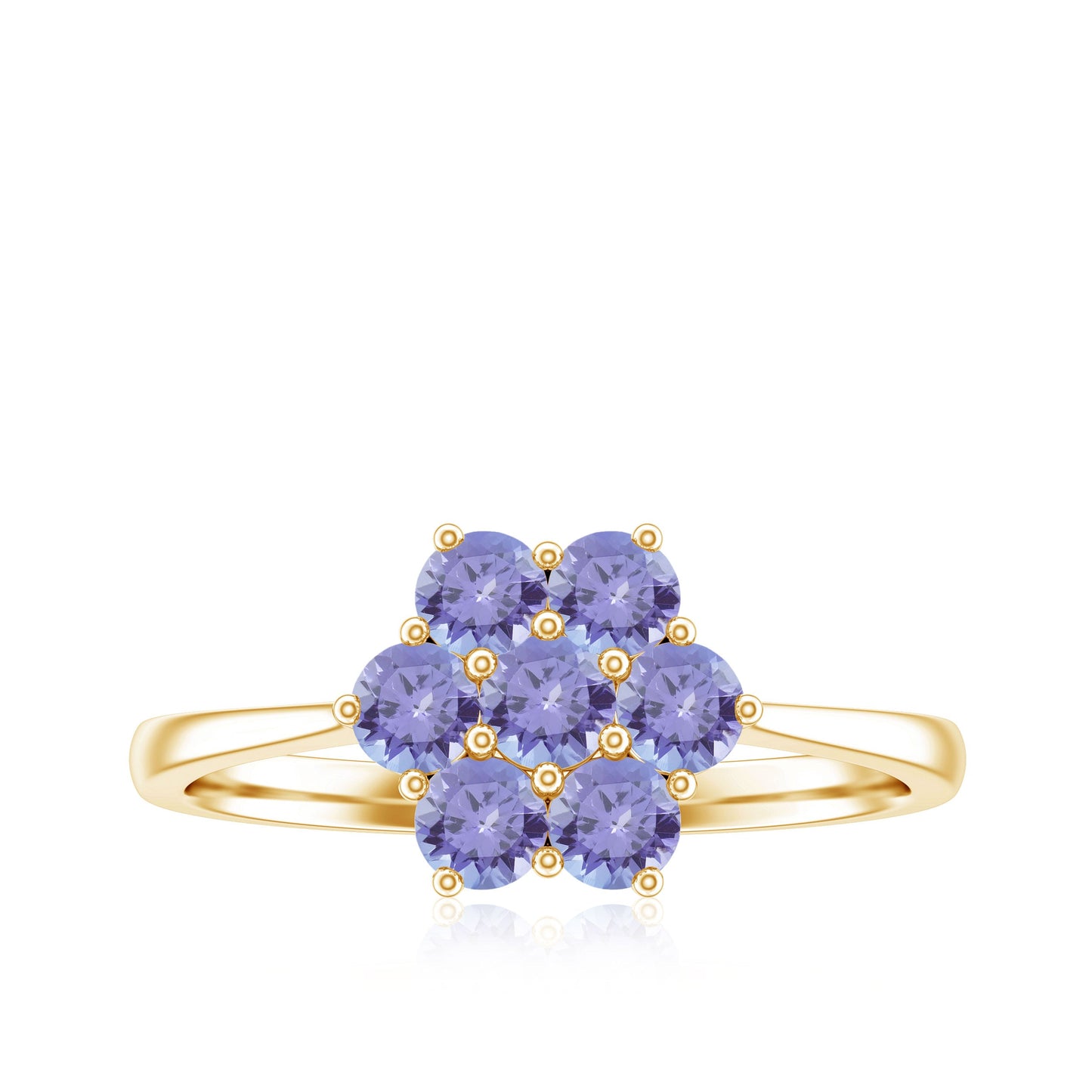 Natural Tanzanite Flower Cluster Engagement Ring