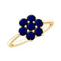 Certified Round Shape Blue Sapphire Cluster Flower Ring