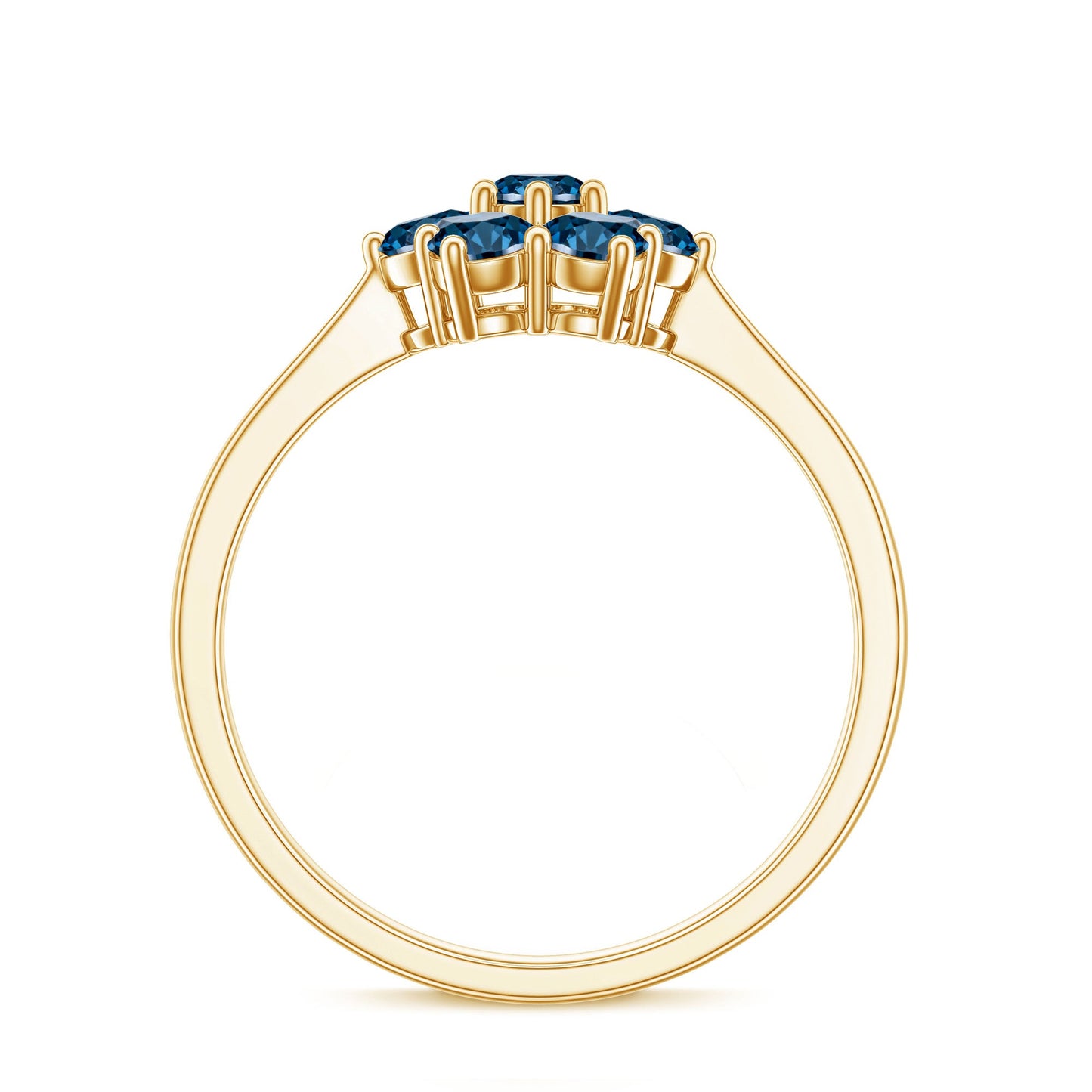 Genuine London Blue Topaz Flower Engagement Ring With Certificate