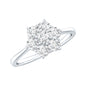 Round Shape Moissanite Cluster Flower Engagement Ring
