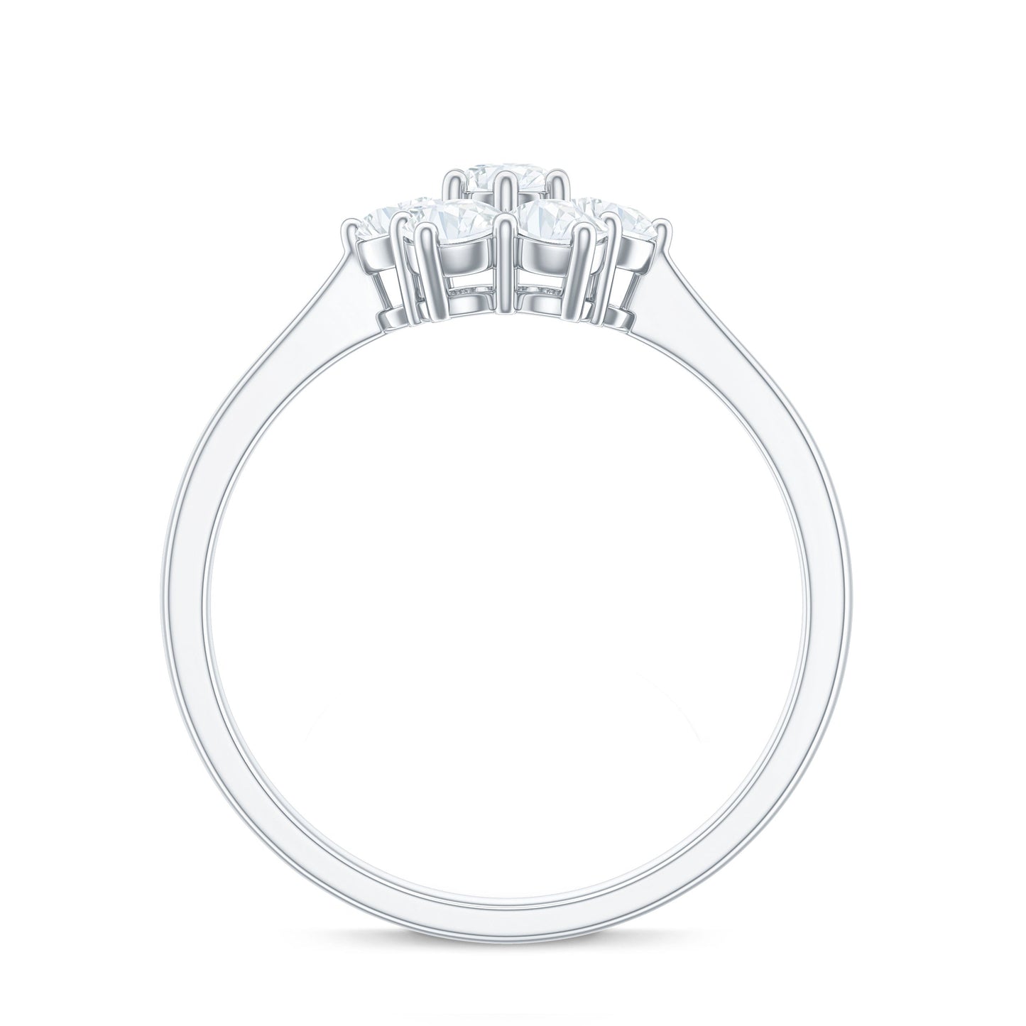 Round Shape Moissanite Cluster Flower Engagement Ring