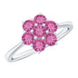 Round Shape Pink Tourmaline Flower Engagement Ring