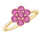 Round Shape Pink Tourmaline Flower Engagement Ring