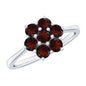 Natural Garnet Flower Cluster Engagement Ring