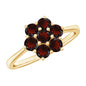 Natural Garnet Flower Cluster Engagement Ring