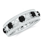 Antique Looking Black Onyx and Moissanite Wide Wedding Band