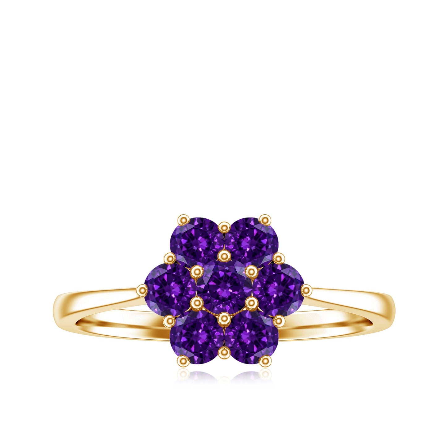 Round Shape Amethyst Cluster Flower Ring for Women