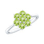 Natural Peridot Flower Cluster Engagement Ring