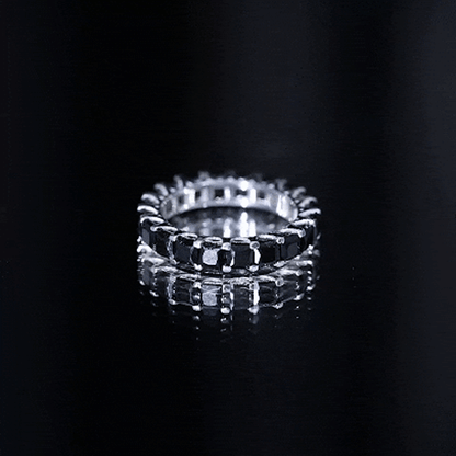 Princess Cut Black Onyx Full Eternity Wedding Band