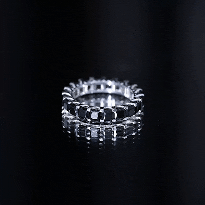 Princess Cut Black Onyx Full Eternity Wedding Band