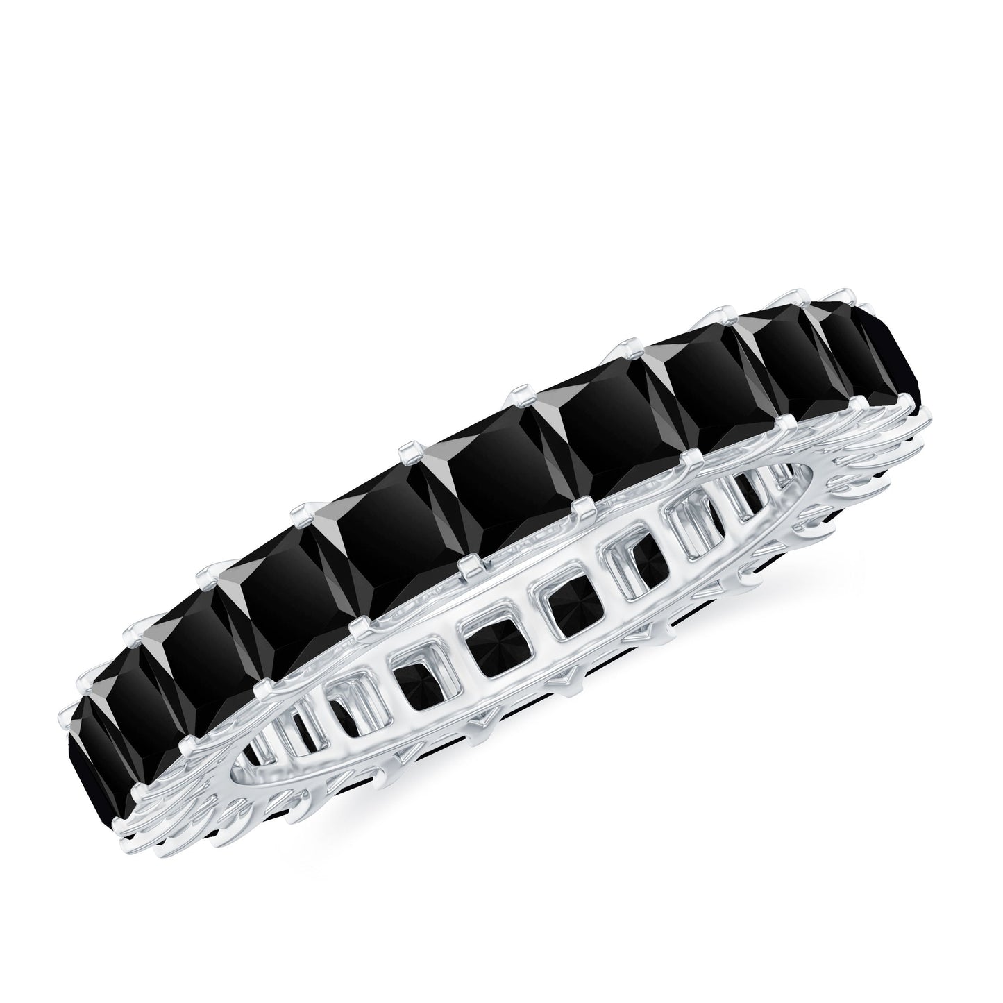 Princess Cut Black Onyx Full Eternity Wedding Band