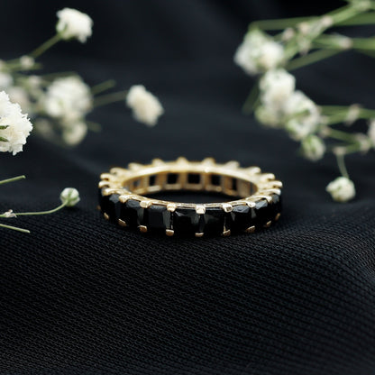 Princess Cut Black Onyx Full Eternity Wedding Band