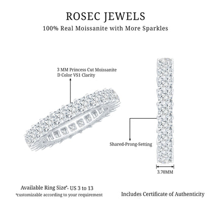 Princess Cut Moissanite Full Eternity Band Ring