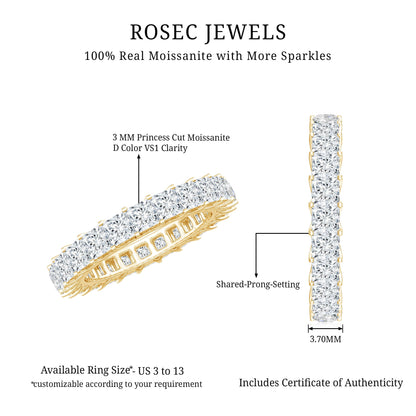Princess Cut Moissanite Full Eternity Band Ring