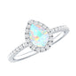 0.7 Carat Natural Ethiopian Opal Teardrop Engagement Ring with Diamond Halo