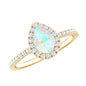 0.7 Carat Natural Ethiopian Opal Teardrop Engagement Ring with Diamond Halo