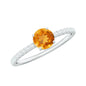 Natural Solitaire Citrine Minimal Engagement Ring with Diamond