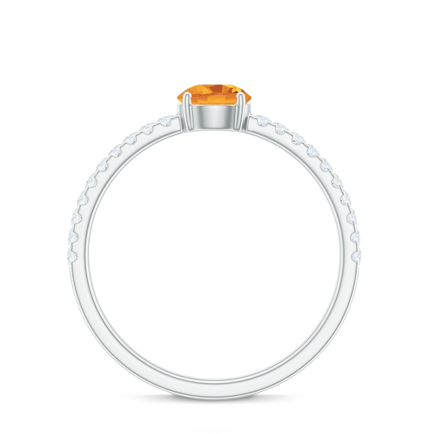Natural Solitaire Citrine Minimal Engagement Ring with Diamond