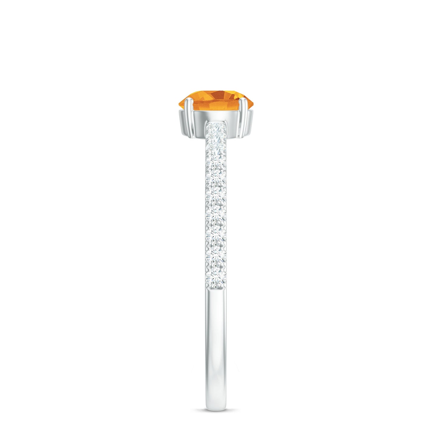 Natural Solitaire Citrine Minimal Engagement Ring with Diamond