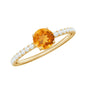 Natural Solitaire Citrine Minimal Engagement Ring with Diamond