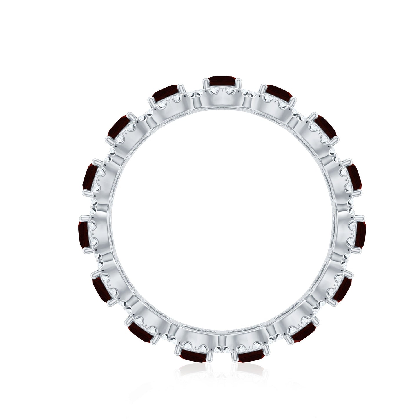 Genuine Garnet Eternity Wedding Band with Moissanite
