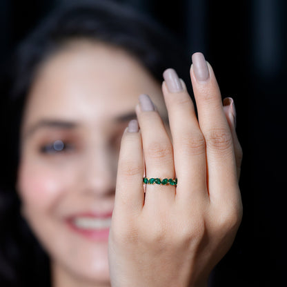Pear Cut Lab Grown Emerald Full Eternity Band Ring
