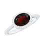 Classic 1.5 Carat Oval Garnet East West Engagement Ring with Diamond