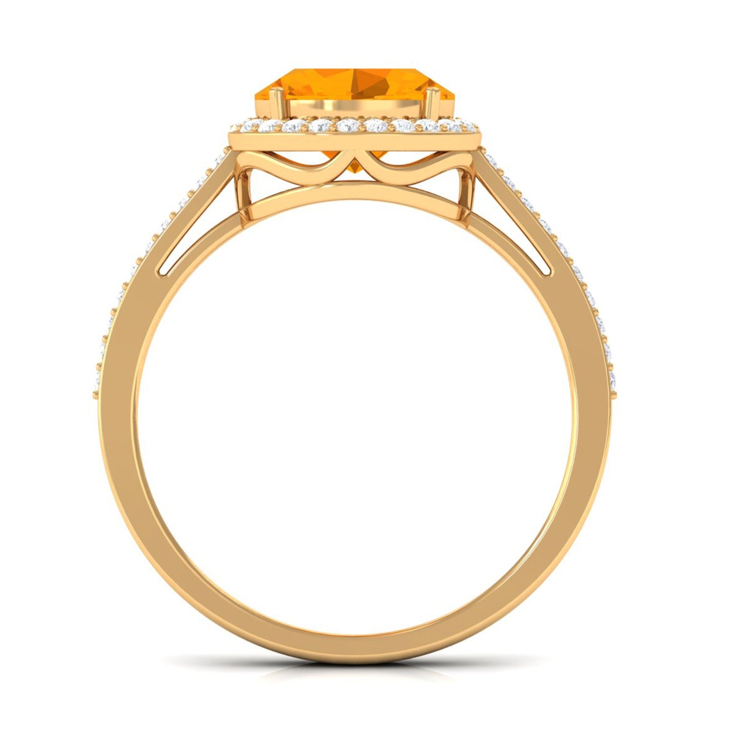 Oval Cut Fire Opal East West Engagement Ring with Diamond Halo