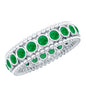 Vintage Inspired Emerald Wedding Band in Bezel Setting