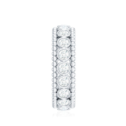 Bezel Set Moissanite Full Eternity Wedding Band with Beaded Detail