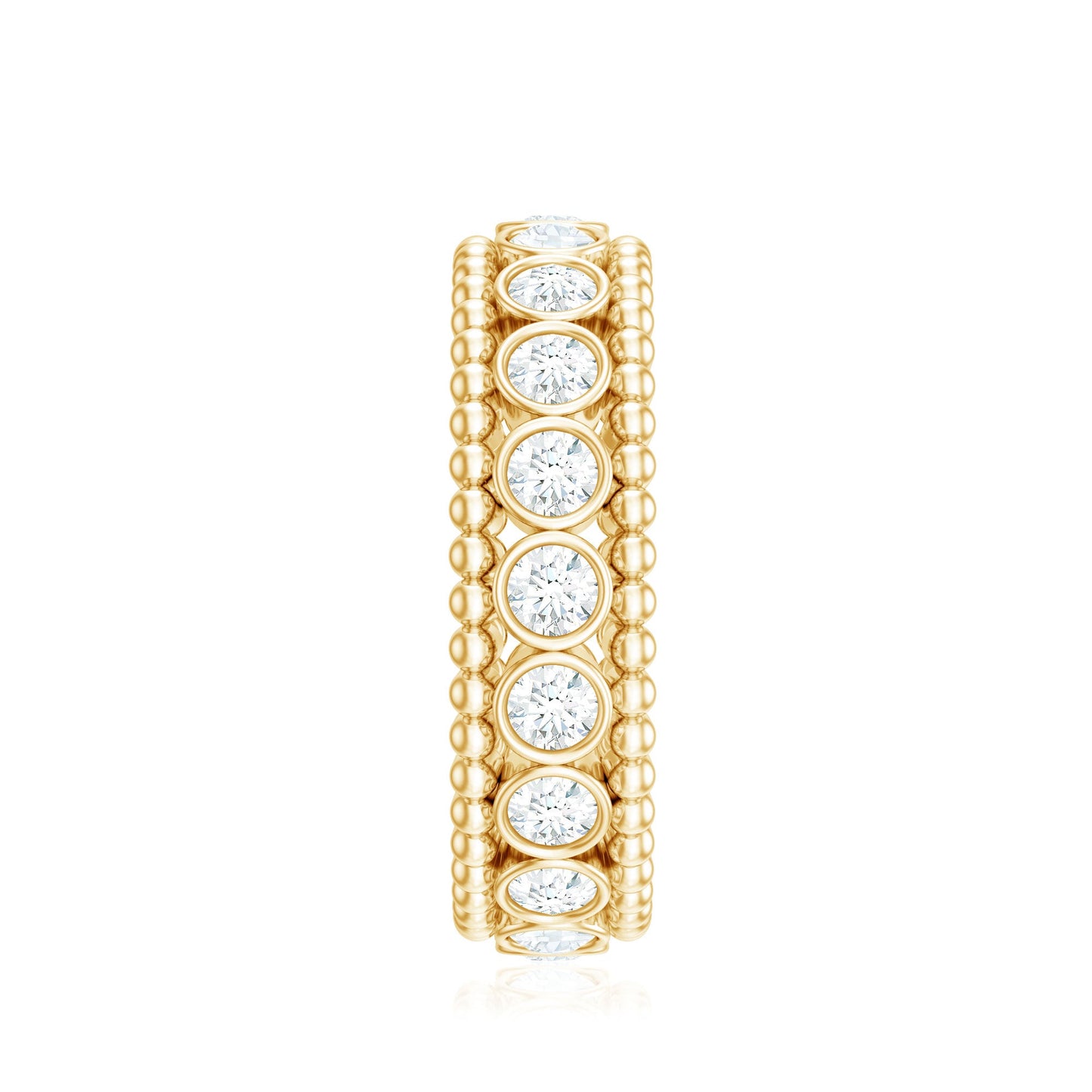 Bezel Set Moissanite Full Eternity Wedding Band with Beaded Detail