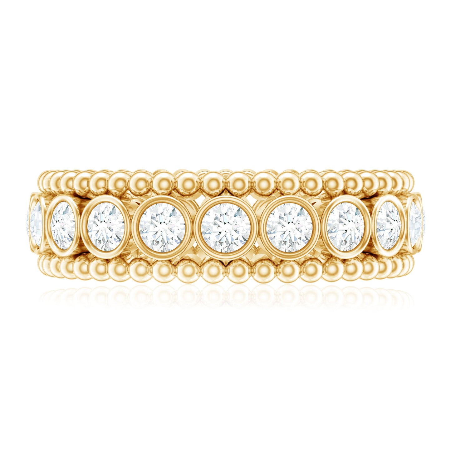 Bezel Set Moissanite Full Eternity Wedding Band with Beaded Detail