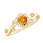 Natural Citrine Flower Engagement Ring with Diamond