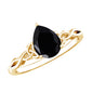 Solitaire Pear Cut Black Onyx Engagement Ring with Celtic Band