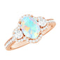 Vintage Inspired Opalescent Oval Engagement Ring with Real Diamond
