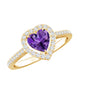 Natural 0.9 Carat Amethyst Heart Engagement Ring with Diamond Halo