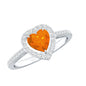 0.9 Carat Heart Shape Fire Opal Engagement Ring with Diamond Halo