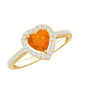 0.9 Carat Heart Shape Fire Opal Engagement Ring with Diamond Halo