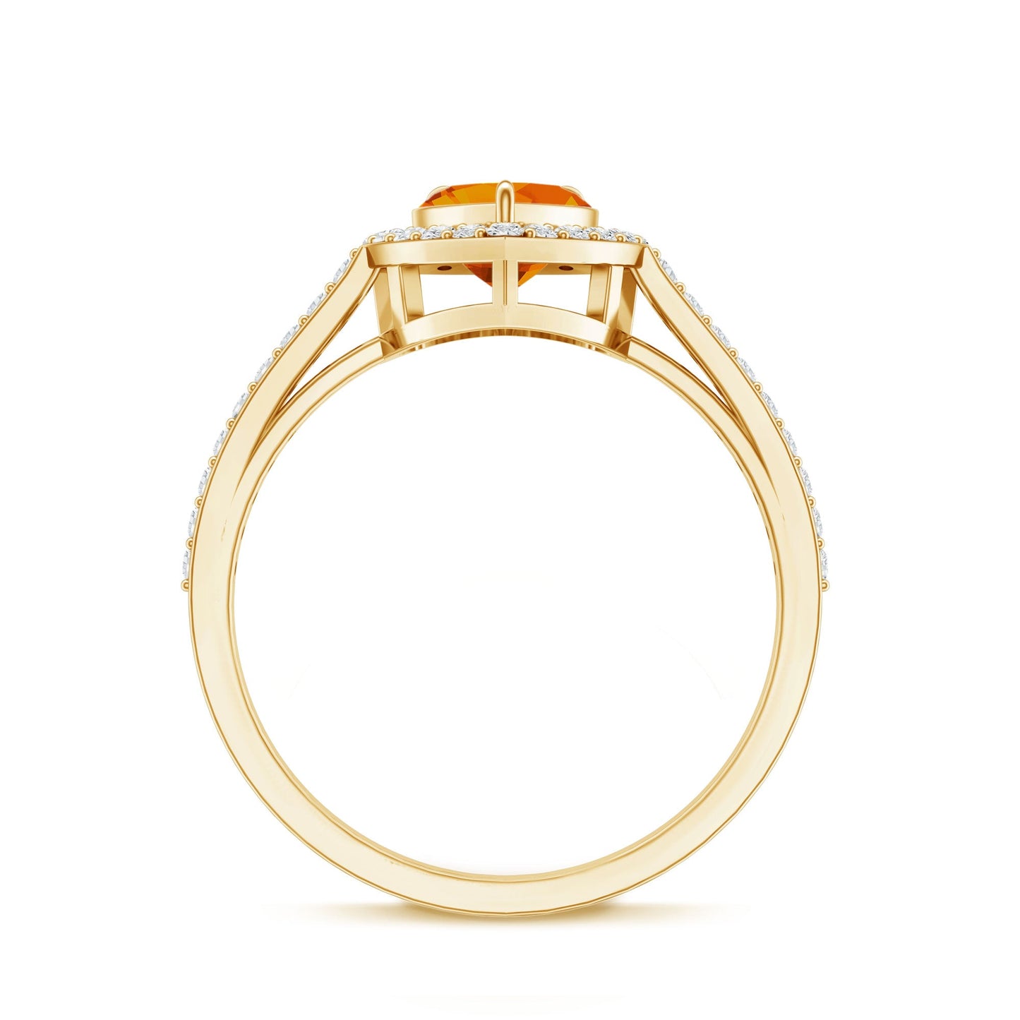 0.9 Carat Heart Shape Fire Opal Engagement Ring with Diamond Halo
