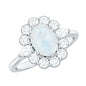 Natural 0.6 Carat Oval Shape Moonstone Engagement Ring With Moissanite