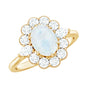 Natural 0.6 Carat Oval Shape Moonstone Engagement Ring With Moissanite