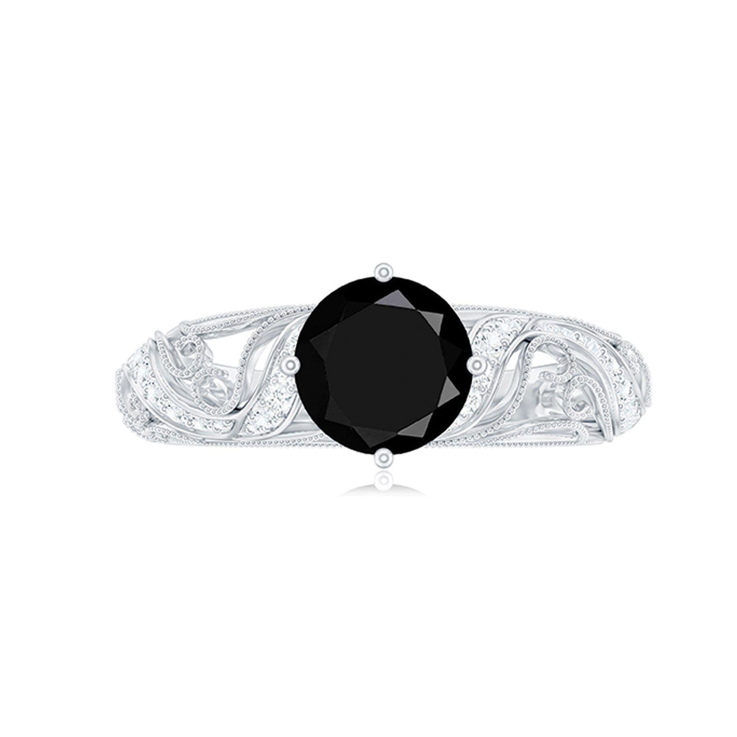 Vintage Inspired Onyx and Diamond Engagement Ring