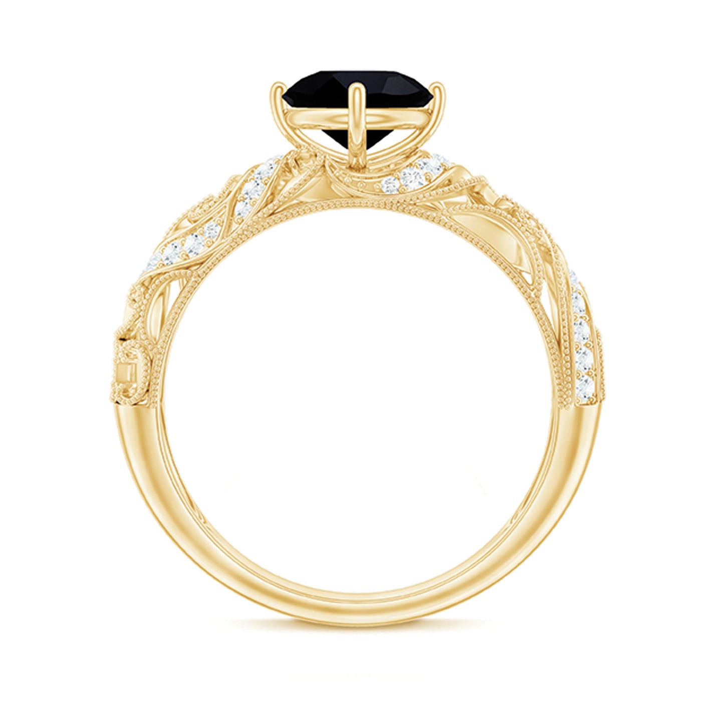 Vintage Inspired Onyx and Diamond Engagement Ring