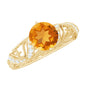Genuine Citrine Vintage Looking Engagement Ring with Diamond