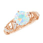 Genuine Ethiopian Rainbow Opal Vintage Inspired Engagement Ring with Diamond